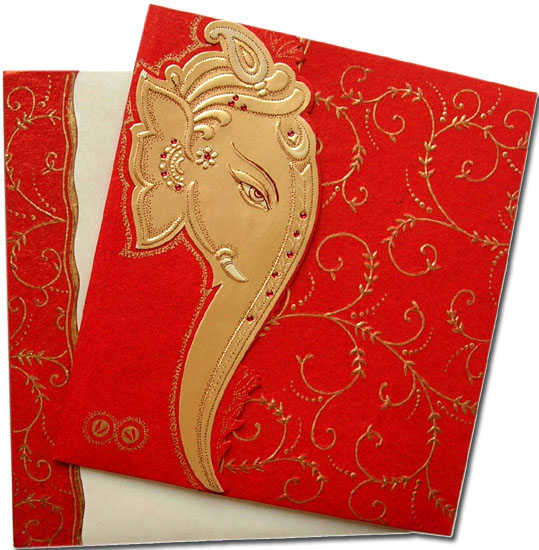 Ganpati Designed Hindu Wedding Card