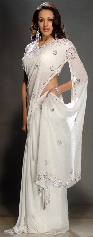 SILVER EMBROIDERED SAREE
