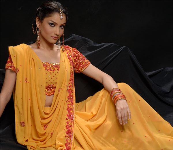 GOLDEN YELLOW EMBROIDERED SAREE