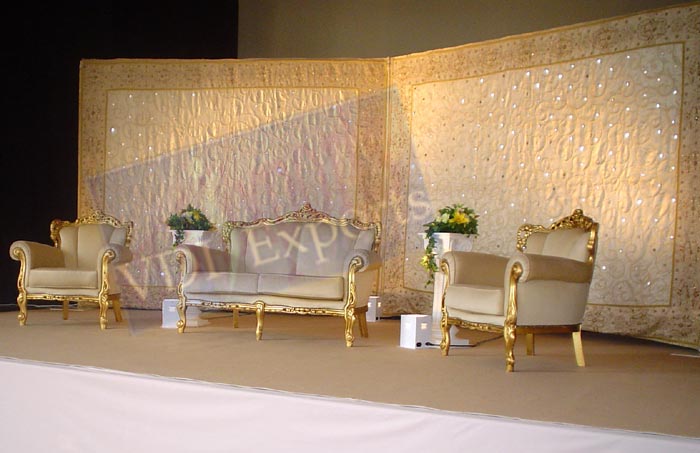 EMBROIDERED BACKDROPS WITH MATCHING SOFA