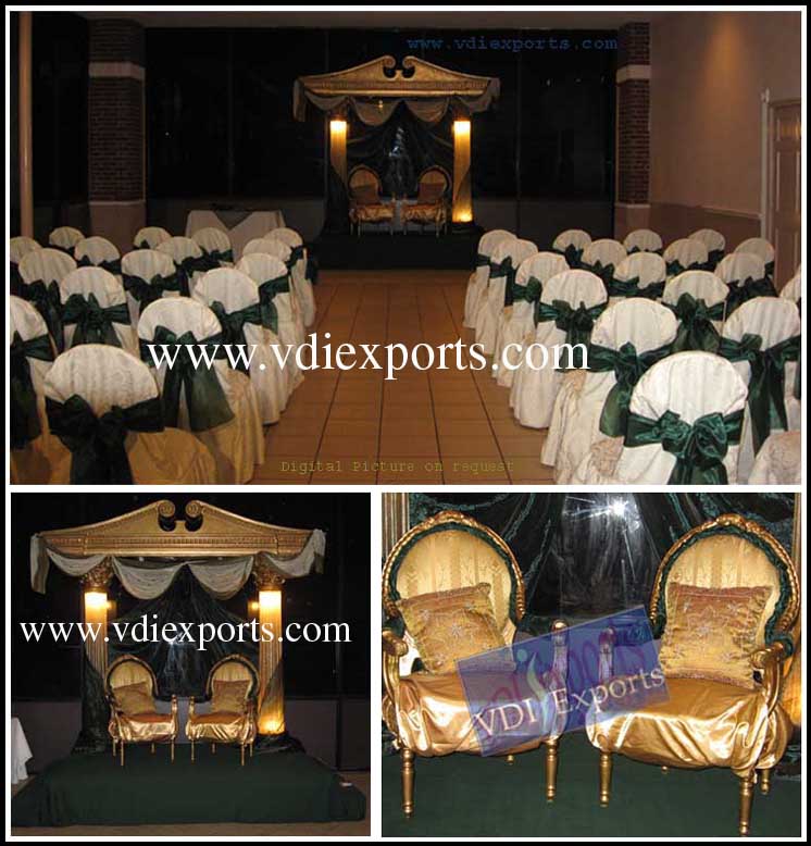 LIGHTED PILLARED WEDDING STAGE WITH MATCHING CHAIR