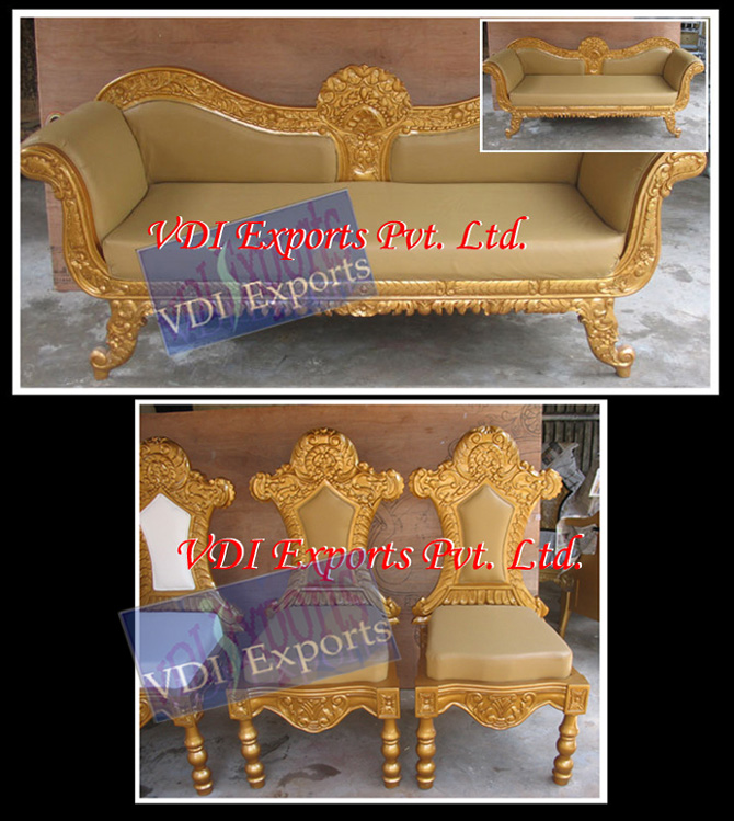 ROYAL CARVED GOLDEN THRONE WITH LATEST CHAIRS