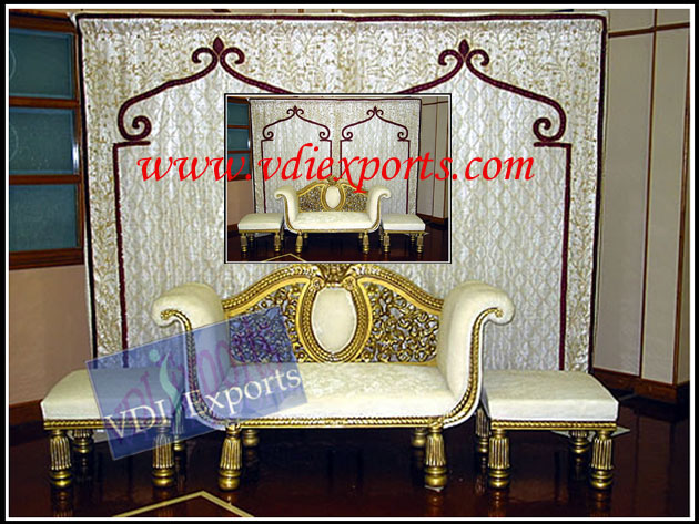 WEDDING THRONE WITH MATCHING EMBROIDERED BACKDROP