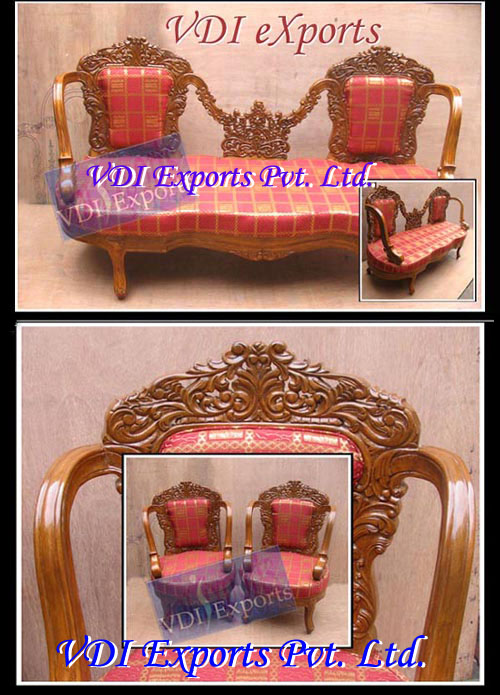 POLISHED CARVED WEDDING THRONE WITH CHAIRS