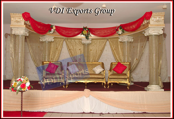FIVE PILLARED WEDDING STAGE WITH THRONE CHAIRS