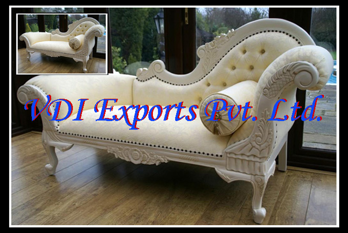 ROYAL WHITE CARVED COUCH