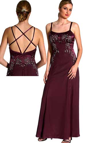 BACK CROSSED BEADED GOWN