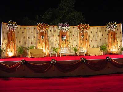 STAGE WITH FLOWERED BACKDROP
