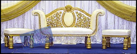 CARVED ROYAL SEAT WITH  STOOLS