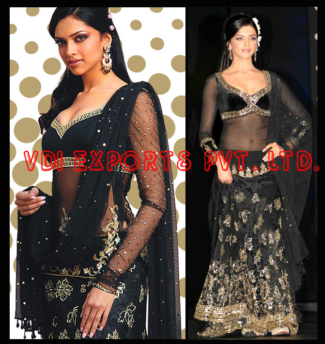 DEEPIKA PADUKONE OM SHANTI OM MOVIE BLACK DRESS