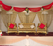 FIVE PILLARED WEDDING STAGE WITH THRONE CHAIRS